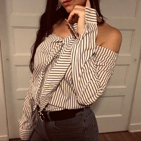 H&M | Cotton Off The Shoulder Button-Up - Picture 1 of 9